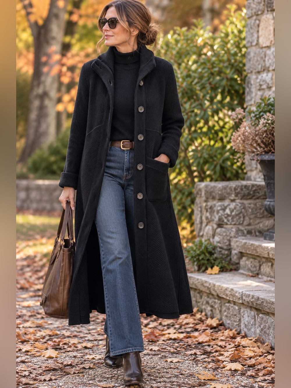 BOSS Hugo Boss Italy 100% Virgin Wool Long Sweater Coat Black M